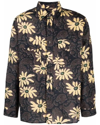 Nanushka Floral Print Shirt Jacket - Brown
