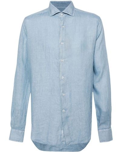 Dell'Oglio Spread-collar linen shirt - Azul