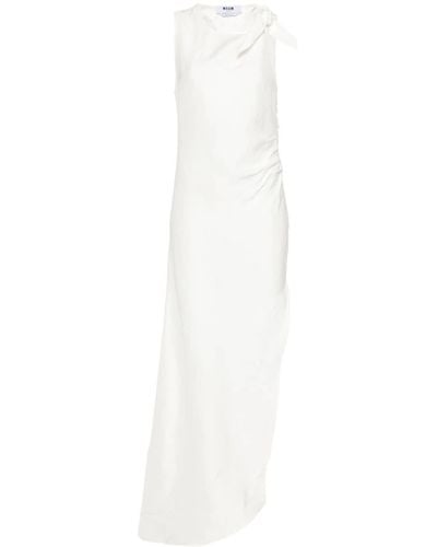 MSGM Knot-detail Maxi Dress - White