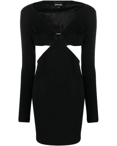 Just Cavalli Cut-out Long-sleeved Mini Dress - Black