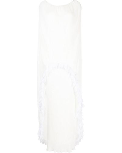 Baruni Robe plissée Georgette à volants - Blanc
