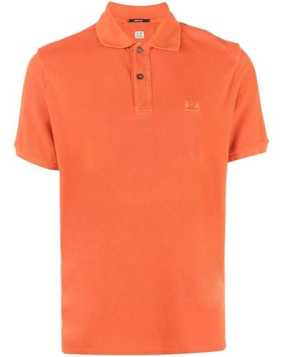 C.P. Company Poloshirt Met Logopatch - Oranje