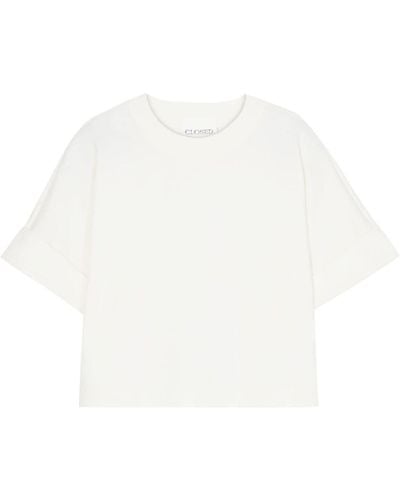 Closed T-shirt crop in cotone biologico - Bianco