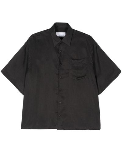 Costumein Short-sleeve Satin Shirt - Black