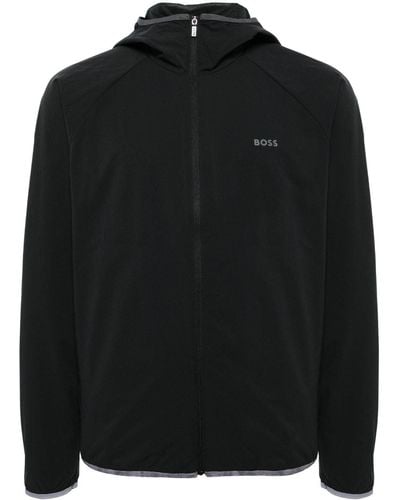 BOSS Logo-print Hooded Jacket - Black