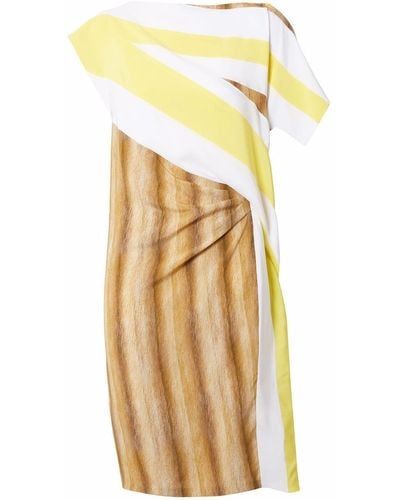 Burberry Flag And Animal Print Silk Asymmetric Dress - Metallic