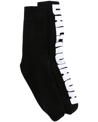 Balenciaga Jacquard-logo Motif Socks - Black