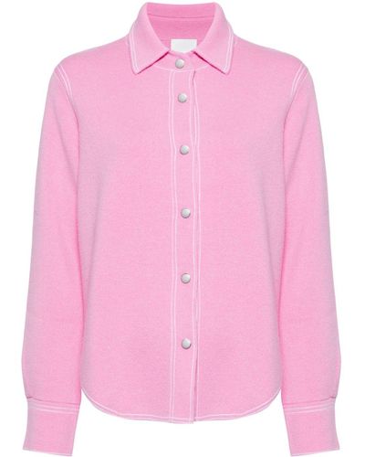 Allude Press-stud Knitted Shirt Jacket - Pink