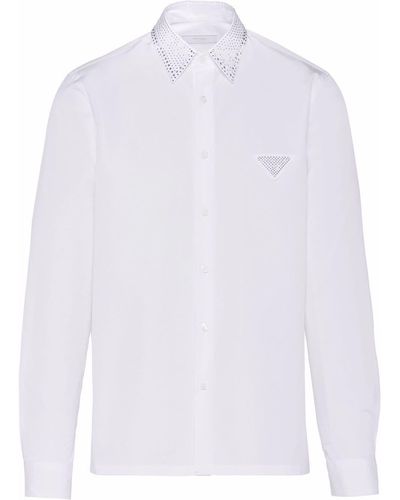 Prada Camisa con apliques - Blanco