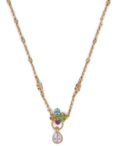 Dolce & Gabbana 18kt Yellow Gold Rainbow Gemstone Pendant Necklace - Metallic