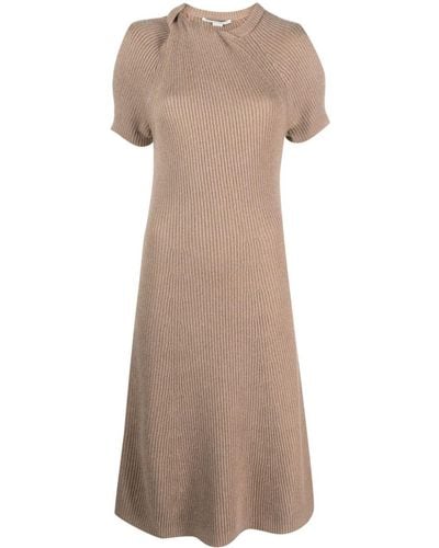 Stella McCartney Short-sleeve Ribbed-knit Midi Dress - Natural