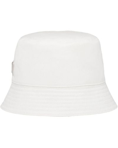 Prada Fischerhut mit Triangel-Logo - Weiß