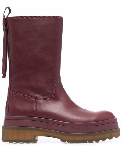 RED(V) LYE(RED) 75mm leather boots - Brown