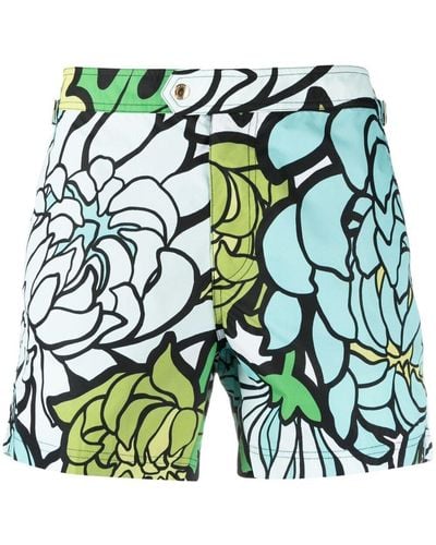 Tom Ford Floral-print Swim Shorts - Blue