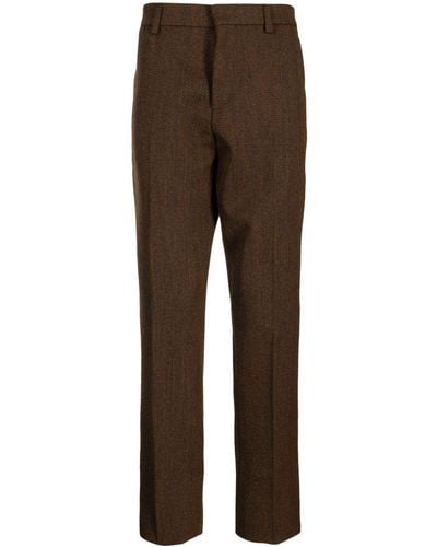 Versace Wool-blend Slim-leg Trousers - Brown