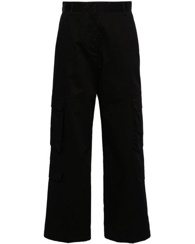 Manuel Ritz Pantalon droit en coton à poches cargo - Noir