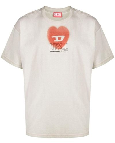 DIESEL T-shirts And Polos Brown - White