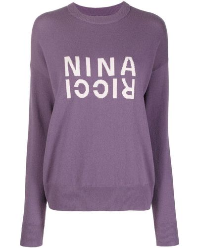 Nina Ricci Intarsia Cashmere Jumper - Purple