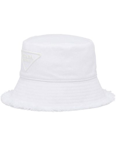 Prada Fischerhut mit Logo - Weiß