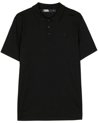 Karl Lagerfeld Ikonik Karl-patch Polo Shirt - Black