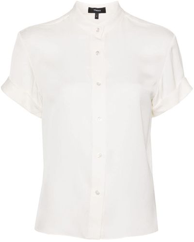 Theory Chemise en soie à manches courtes - Blanc