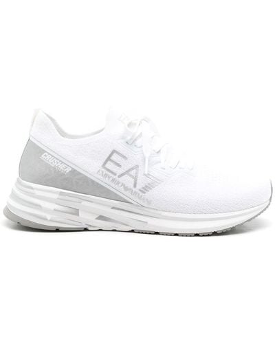 EA7 Logo-print Low-top Sneakers - White