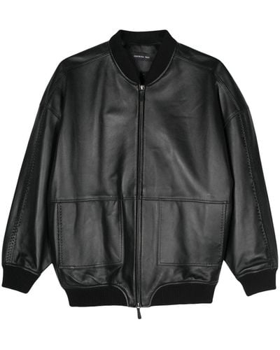 FEDERICA TOSI Whipstitch-detailing Leather Jacket - Black