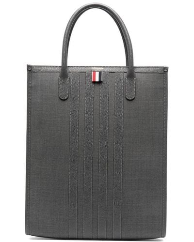 Thom Browne 4-bar-stripes Vertical Tote Bag - Black