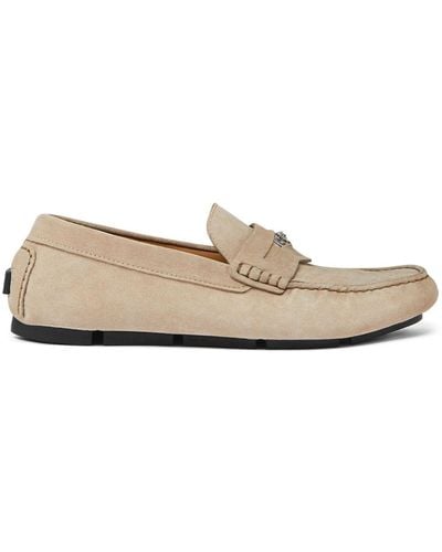 Versace Medusa Head Suede Loafers - Natural