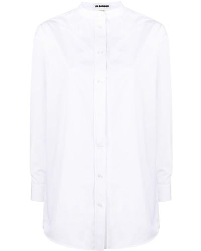 Jil Sander Band-collar Cotton Poplin Shirt - White