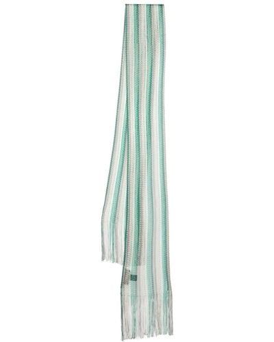 Missoni Striped Knitted Scarf - Green