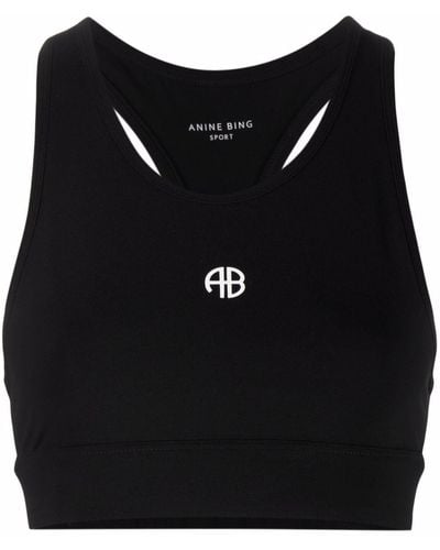 Anine Bing Logo-print Sports Bra - Black
