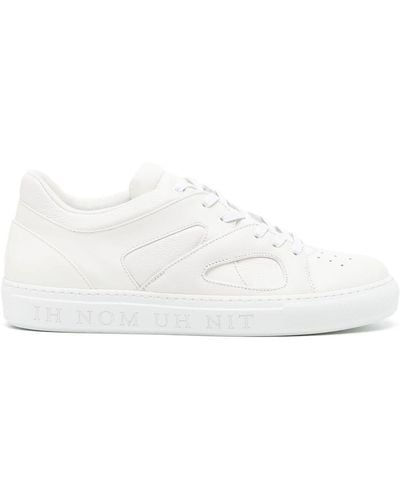 ih nom uh nit Paneled Lace-up Leather Sneakers - White