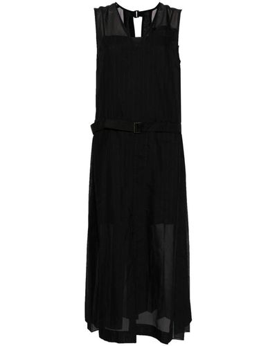 Sacai Semi-sheer Belted Dress - Black