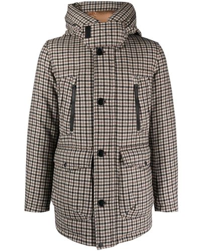 Woolrich Plaid-check Hooded Jacket - Grey