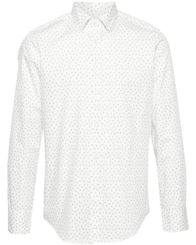 Canali Overhemd Met Print - Wit