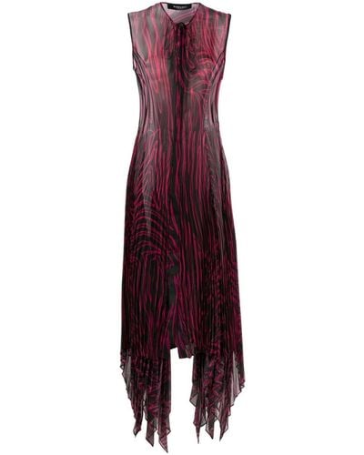 Versace Abstract-print Plissé Dress - Purple