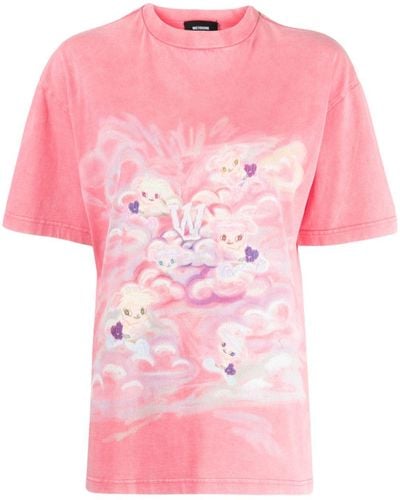 we11done Graphic-print Cotton T-shirt - Pink