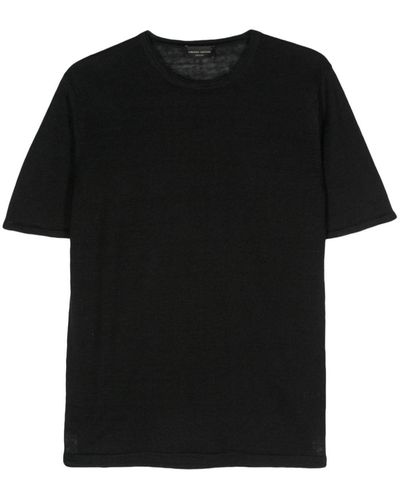 Roberto Collina Fine-knit Linen T-shirt - Black