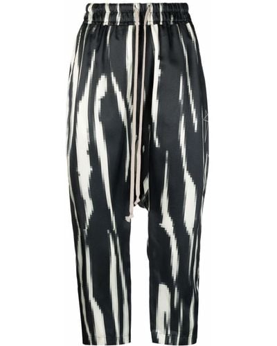 Rick Owens Zebra-print Dropped Crotch Trousers - Black