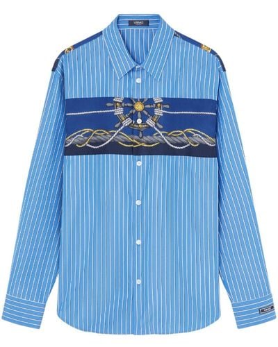 Versace Nautical ストライプ シャツ - ブルー