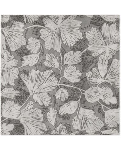 Brunello Cucinelli Floral-Print Silk Scarf - Gray