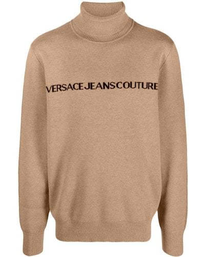 Versace Jeans Couture Logo-intarsia roll-neck jumper - Neutro