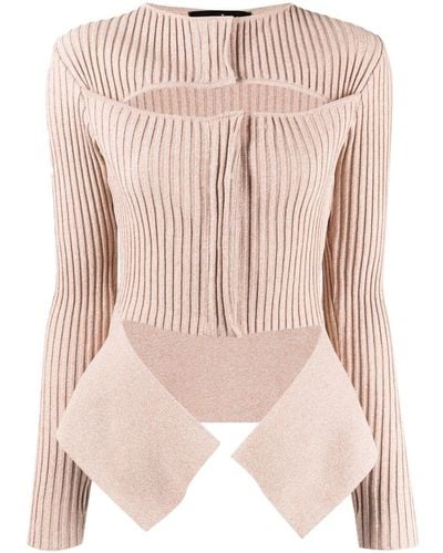 ANDREADAMO Ribbed Double-layer Cardigan - Pink