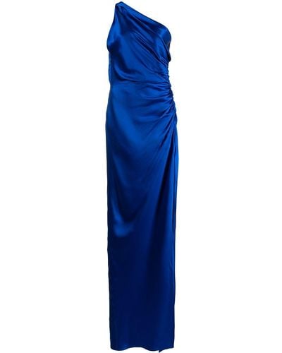 Michelle Mason Vestido de fiesta de seda de un solo hombro - Azul