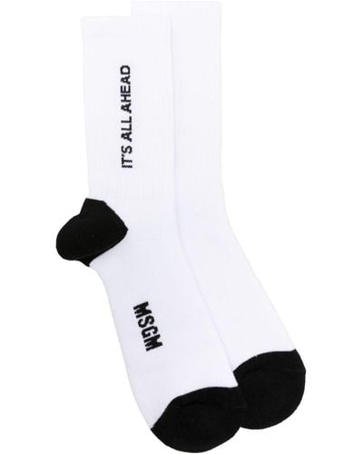 MSGM Intarsia-knit Logo Ankle Socks - White