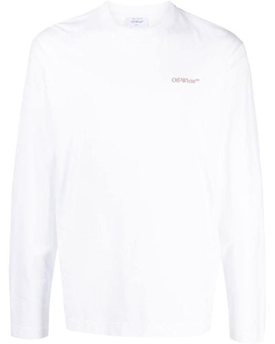 Off-White c/o Virgil Abloh Logo-print Long-sleeve Cotton T-shirt - White