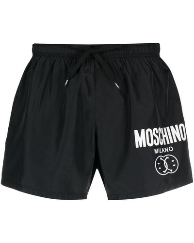 Moschino Logo-print Drawstring Swim Shorts - Black