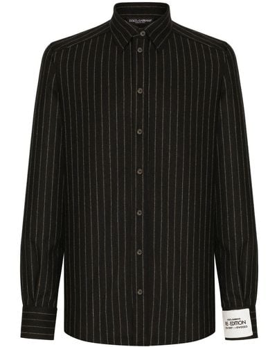 Dolce & Gabbana ストライプ ウールシャツ - ブラック