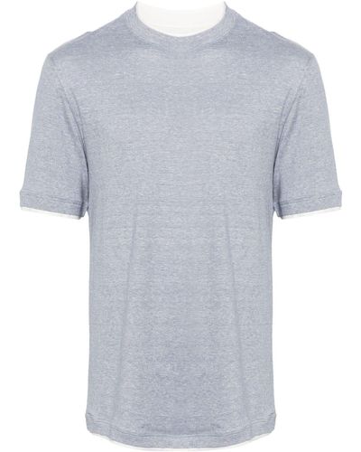 Brunello Cucinelli Meliertes T-Shirt im Layering-Look - Grau